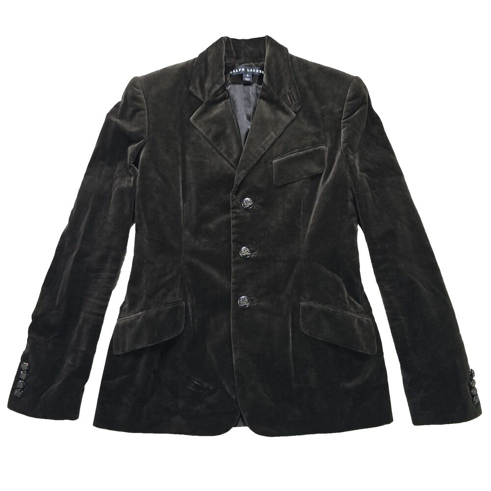 VTG Ralph Lauren Black Label Blazer Size 6 Brown Fitted Jacket Old Money 90's